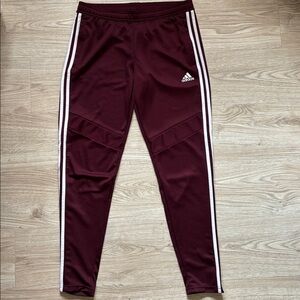 Adidas Burgundy Track Pants with White Accents